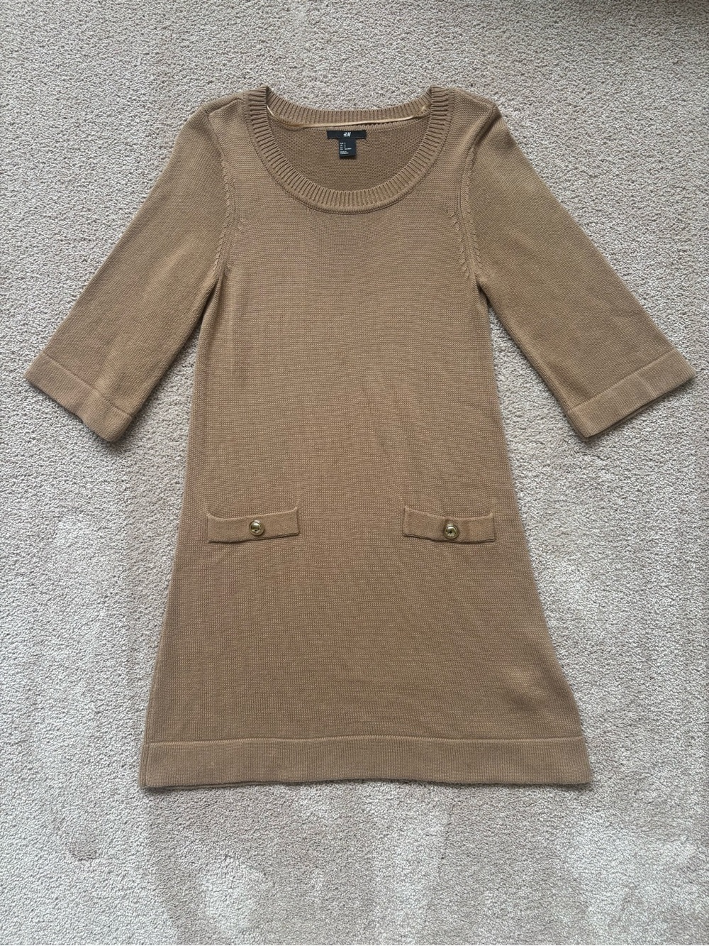 H&M Camel Brown Knit Sweater Dress